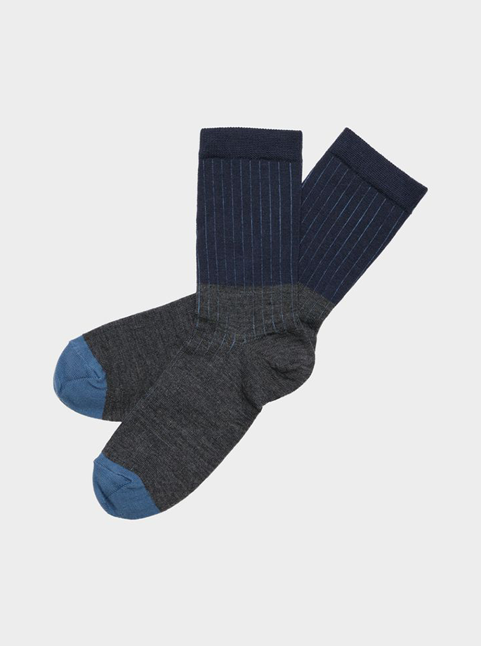 Fub - Contrast Rib Strømper steel melange