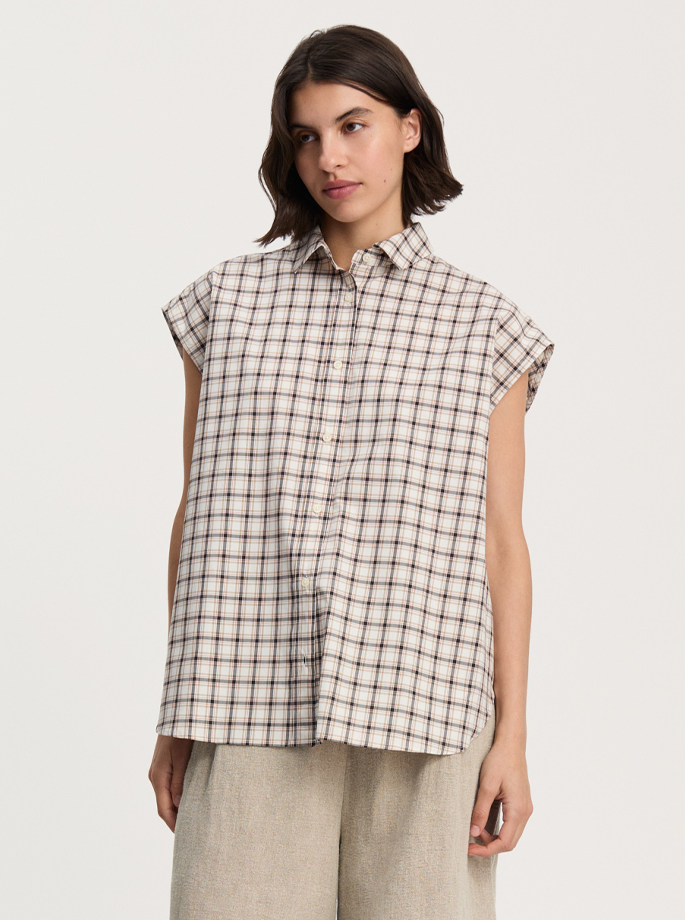 Aiayu - Camal Checkered Shirt Mix Osaka