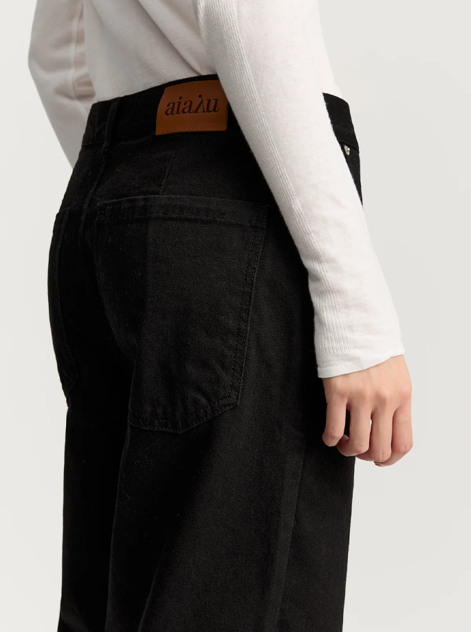 Aiayu - Carlo Midwaist Wide Jeans Black Tea
