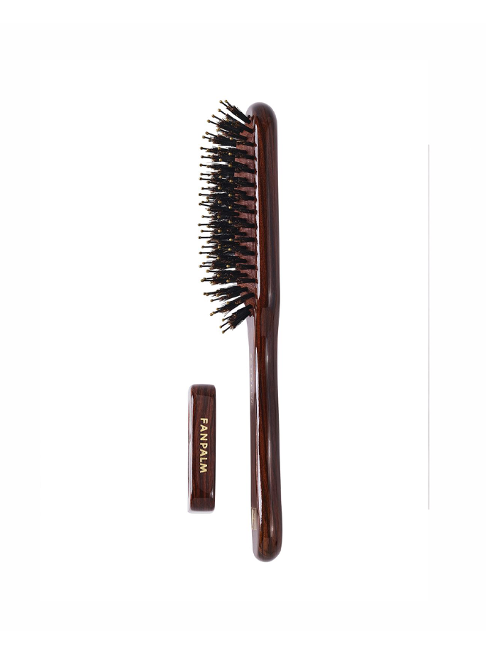 Fan Palm - Beech Wood Tall Hairbrush Ebony Brown