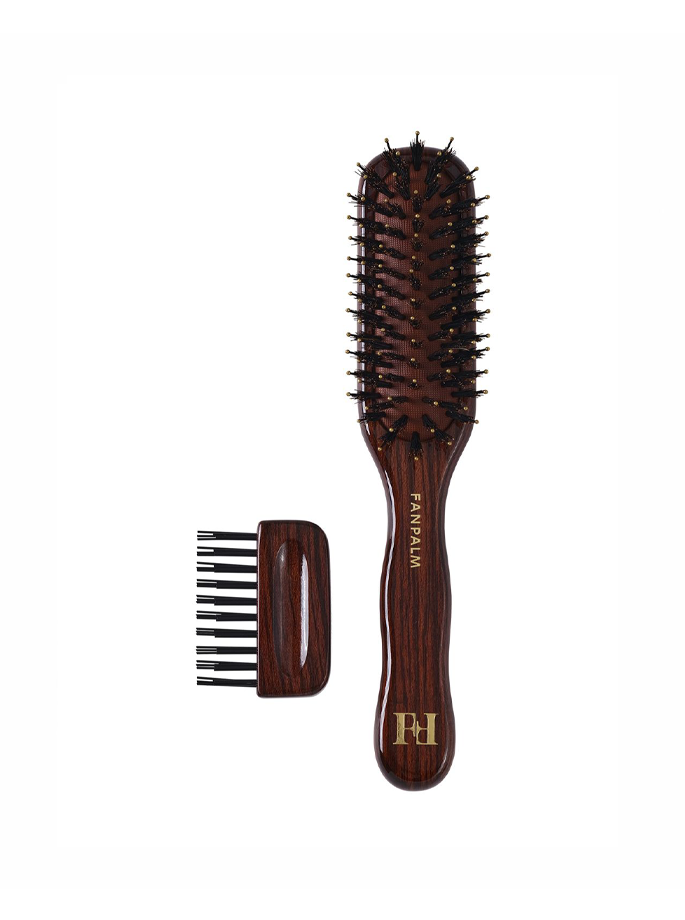 Fan Palm - Beech Wood Tall Hairbrush Ebony Brown