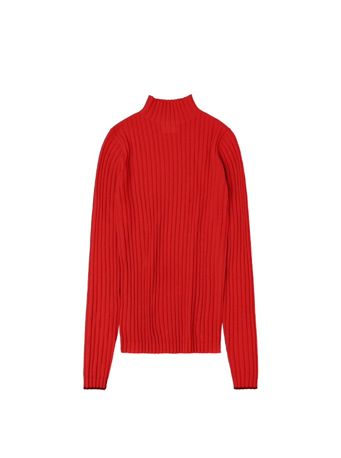 Fub - High Neck Rib Blouse Signal Red