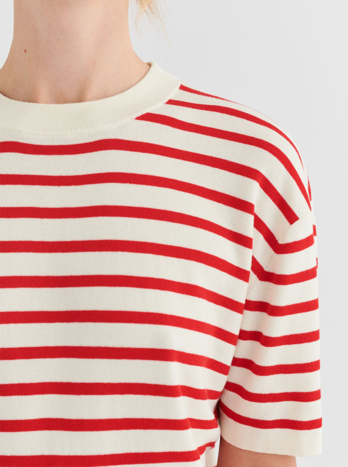 Fub - Striped T-Shirt Ecru/Red