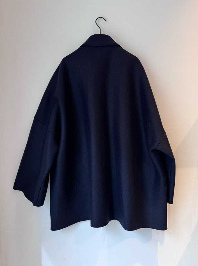Harris Wharf - Country Cape Jacket Navy Blue