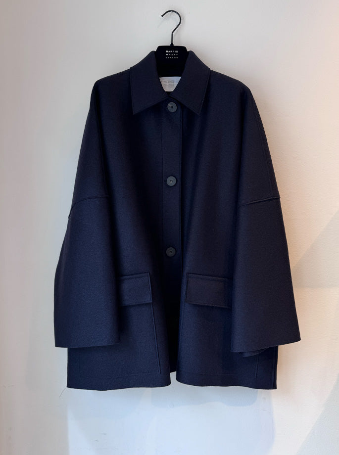 Harris Wharf - Country Cape Jacket Navy Blue