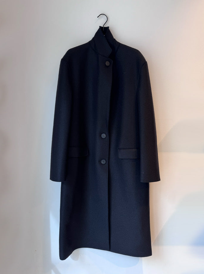 Harris Wharf - Dropped Shoulder Chester Coat Pressed Wool Black