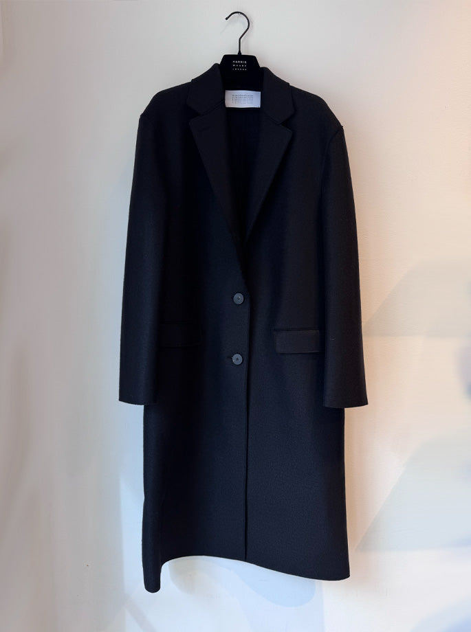 Harris Wharf - Dropped Shoulder Chester Coat Pressed Wool Black