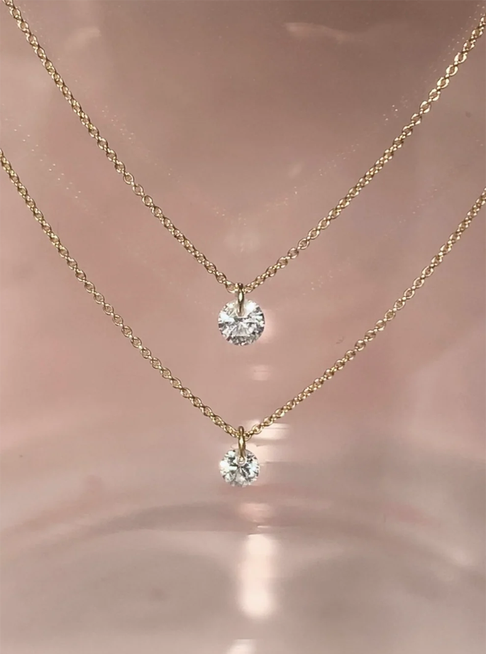 YABSTUDIO - Floating gem white goldplated 3,5 mm sten