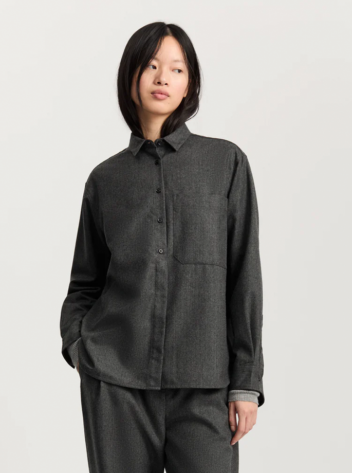 Aiayu - Lynette Shirt Fine Wool Dark Grey