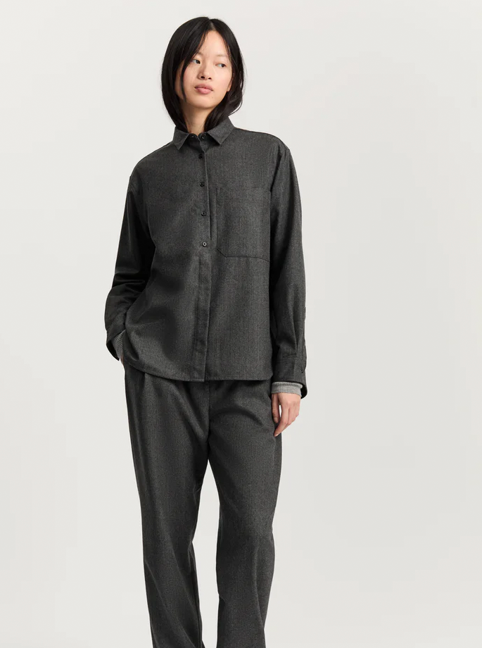 Aiayu - Lynette Shirt Fine Wool Dark Grey