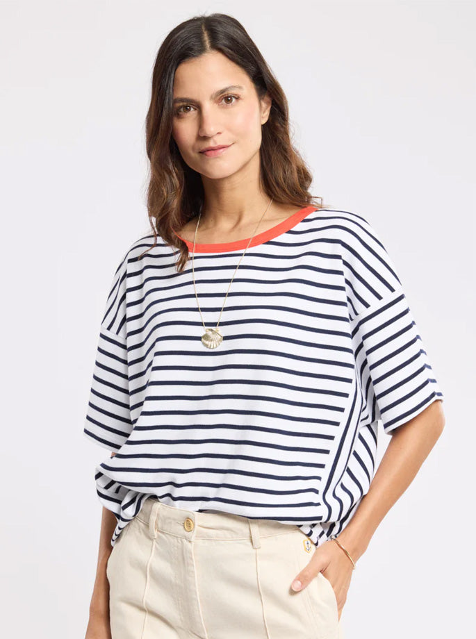 Armor Lux - Sailor Shirt White/Seal Navy/Carminio