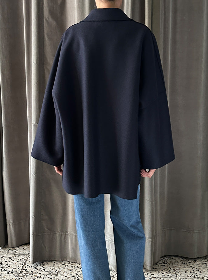 Harris Wharf - Country Cape Jacket Navy Blue
