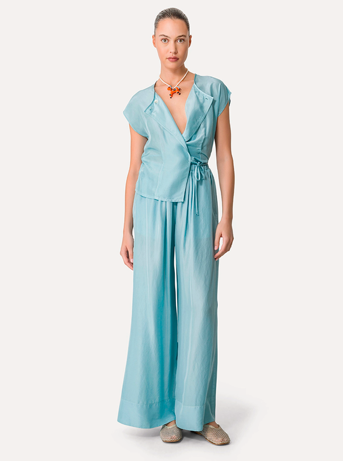 Forte Forte - Silk Drawstring Pants Acqua