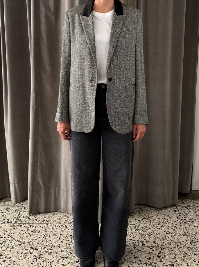 Forte Forte - My Jacket Velvet Collar Blazer sort/grå