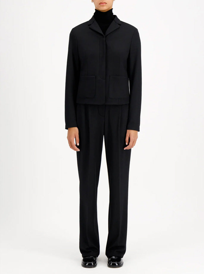Harris Wharf - Dropped Shoulder Chester Coat Pressed Wool Black