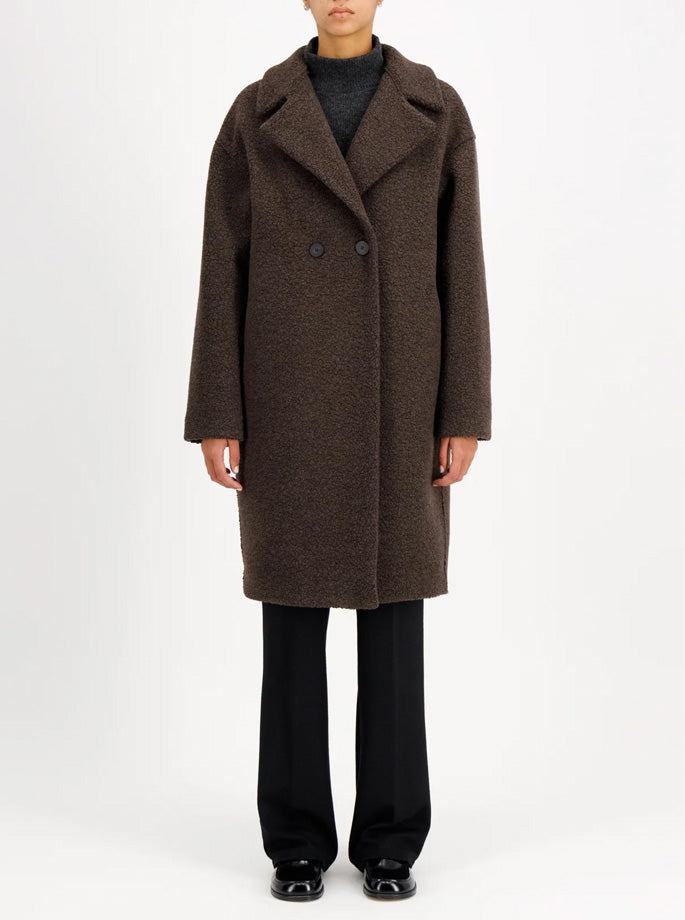 Harris Wharf - Dropped Shoulder Chester Coat Pressed Wool Black