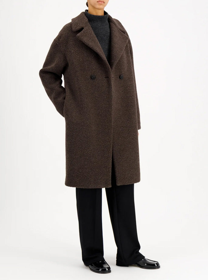 Harris Wharf - Dropped Shoulder Chester Coat Pressed Wool Black