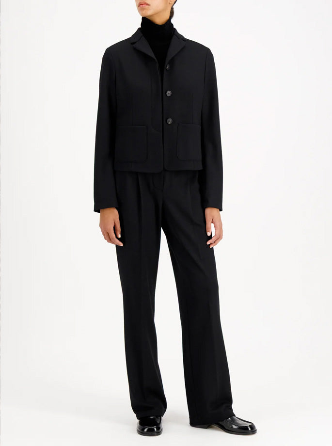Harris Wharf - Dropped Shoulder Chester Coat Pressed Wool Black