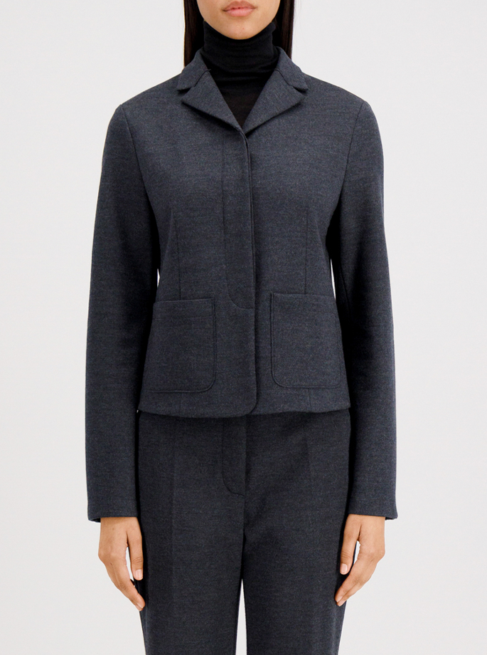Harris Wharf - Fly Front cropped Jacket Anthracite