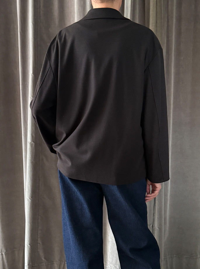 Harris Wharf - Balmacaan Patterned Cashmere Coat Brown Blue Herringbone