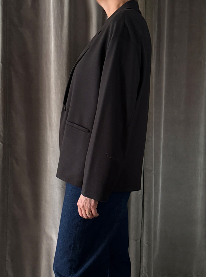 Harris Wharf - Balmacaan Patterned Cashmere Coat Brown Blue Herringbone