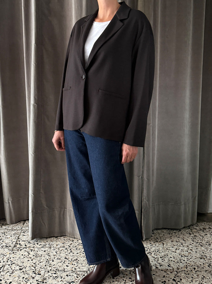 Harris Wharf - Balmacaan Patterned Cashmere Coat Brown Blue Herringbone