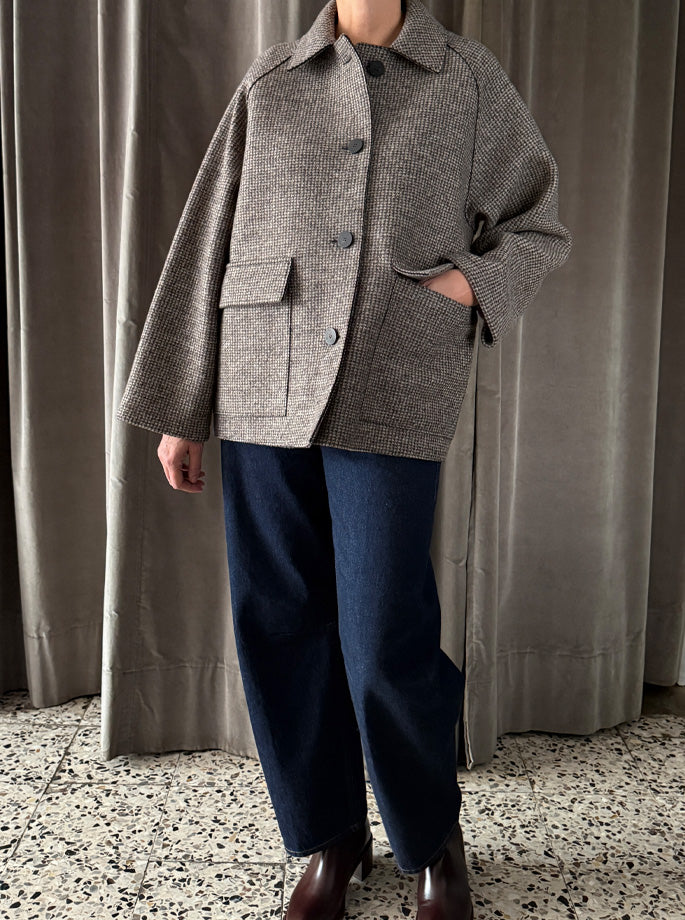 Harris Wharf - Dropped Shoulder Chester Coat Pressed Wool Black