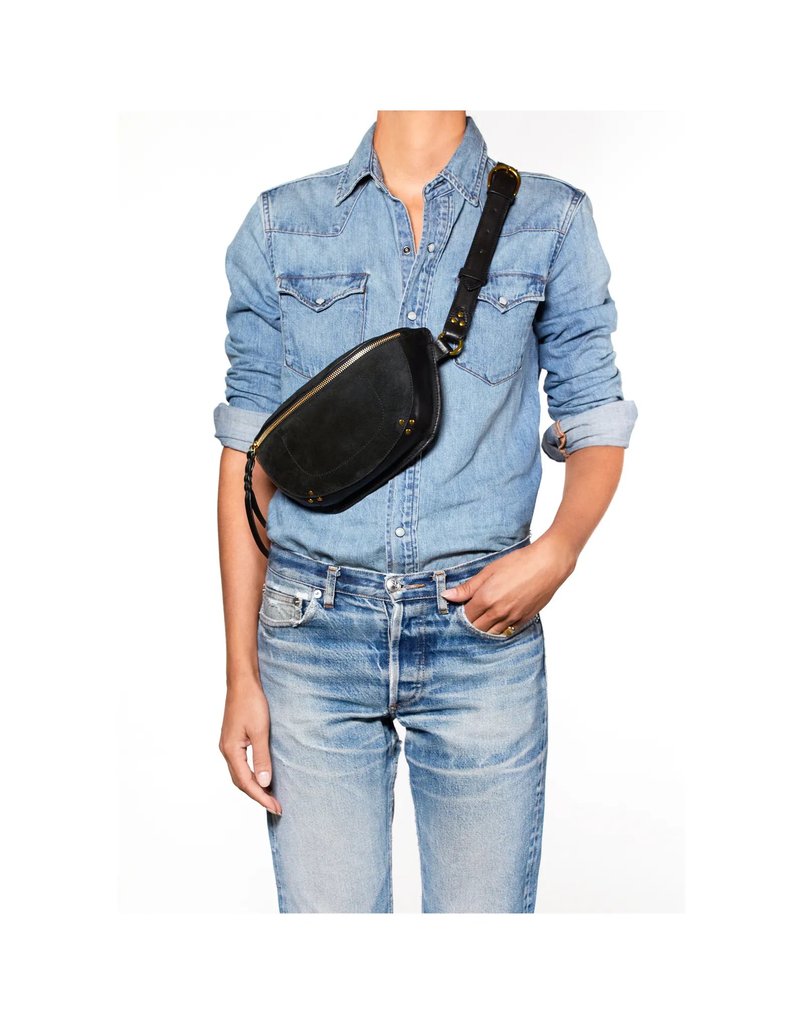 Jerome Dreyfuss - Lino Banane Taske Sort - Bælte taske af læder og ruskind - ES Webshop