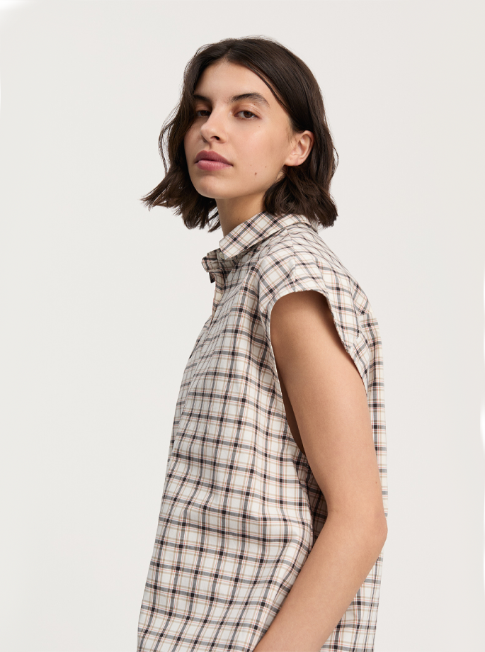 Aiayu - Camal Checkered Shirt Mix Osaka