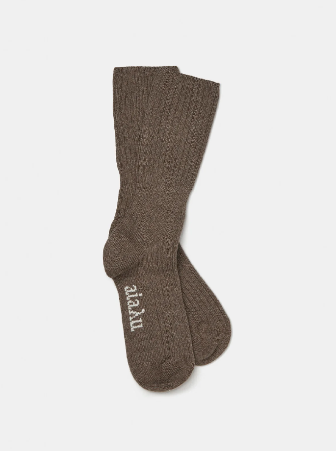 Aiayu - Cashmere Socks Dark Brown Mela 