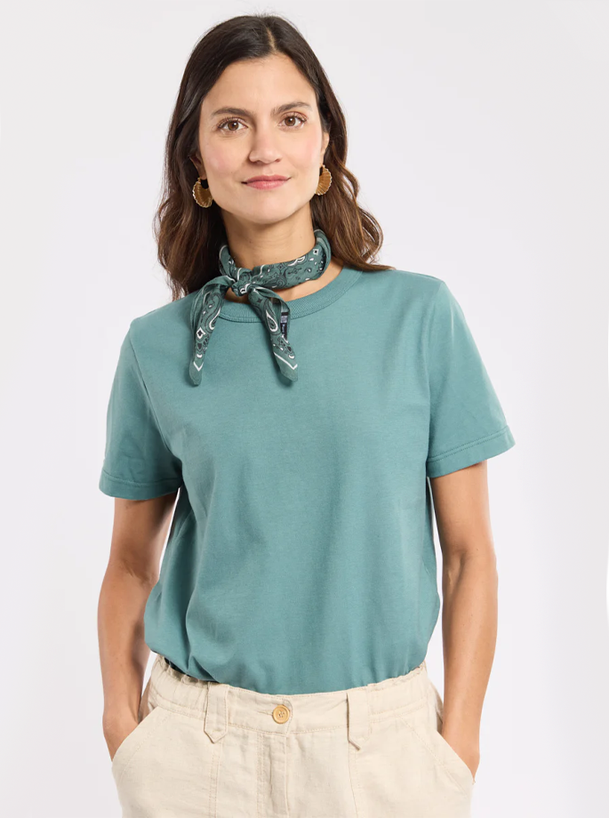 Armor Lux - Crewneck T-Shirt Silver Pine Green 