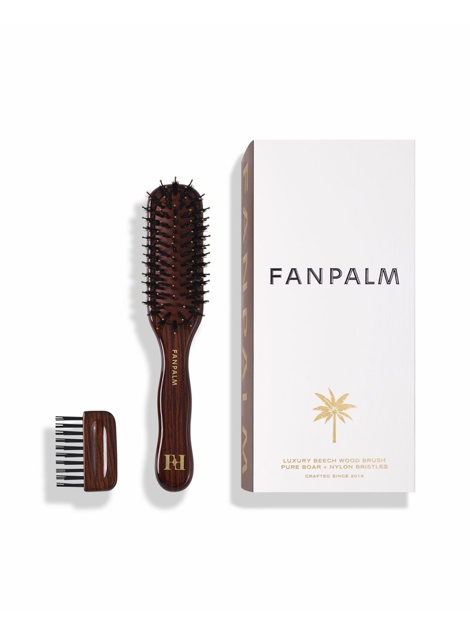 Fan Palm - Beech Wood Tall Hairbrush Ebony Brown