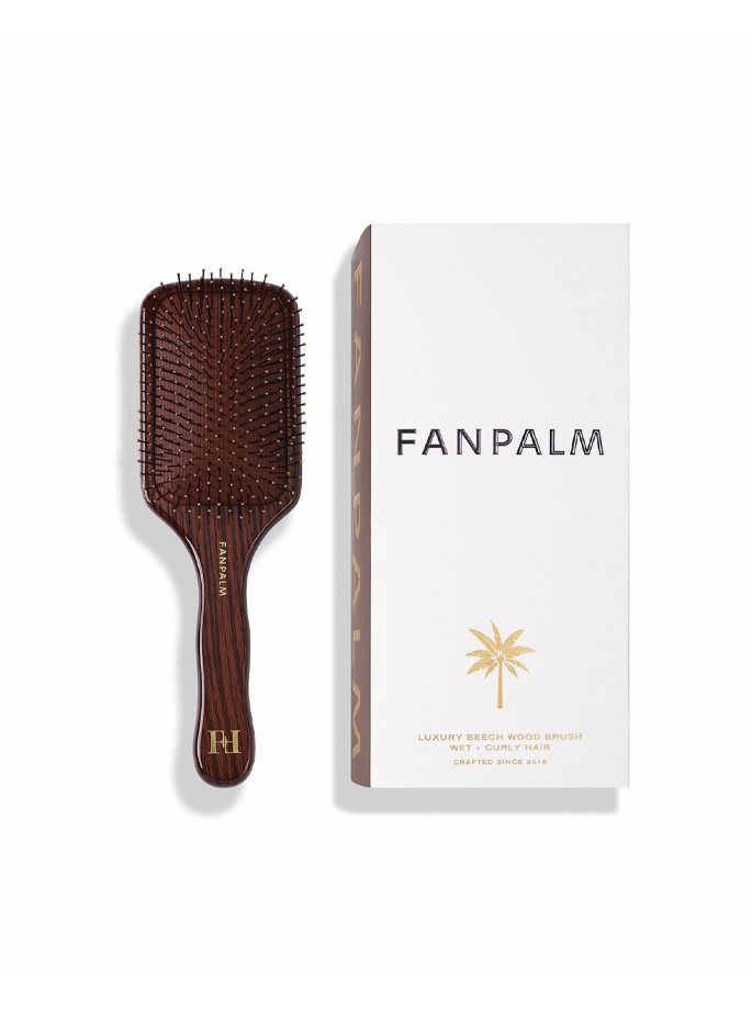 Fan Palm - Beech Wood Wet Hair Brush Ebony Brown