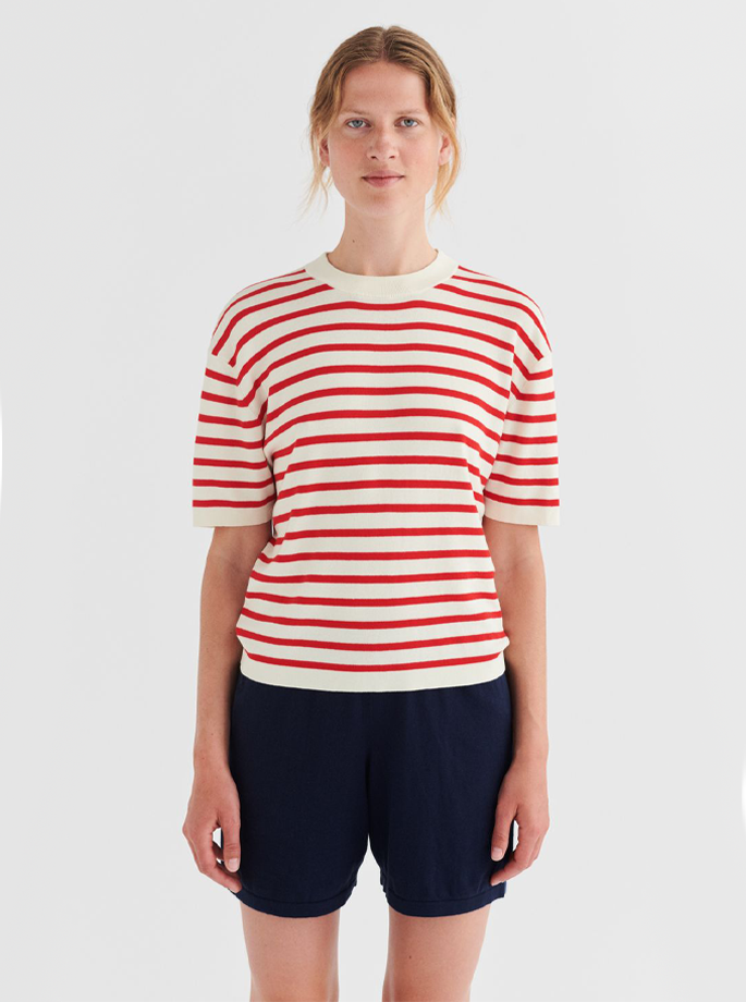 Fub - Striped T-Shirt Ecru/Red 