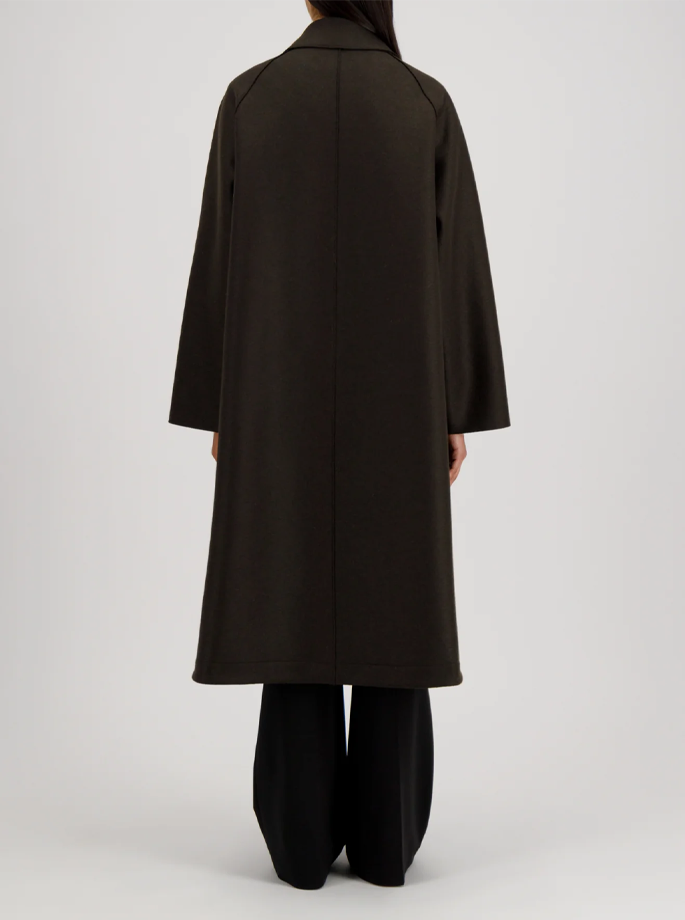 Harris Wharf - Balmacaan Pressed Wool Coat Dark Brown