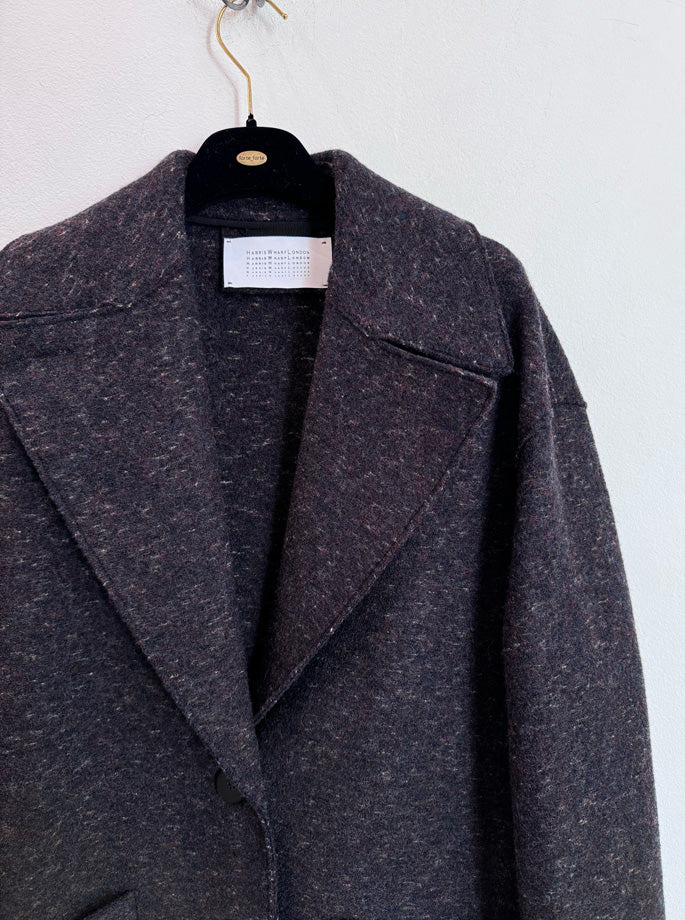 Harris Wharf - Greatcoat Boiled Wool Charcoal Moul