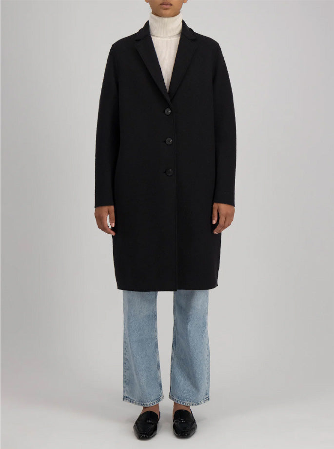 Harris Wharf - Overcoat Boiled Wool Black