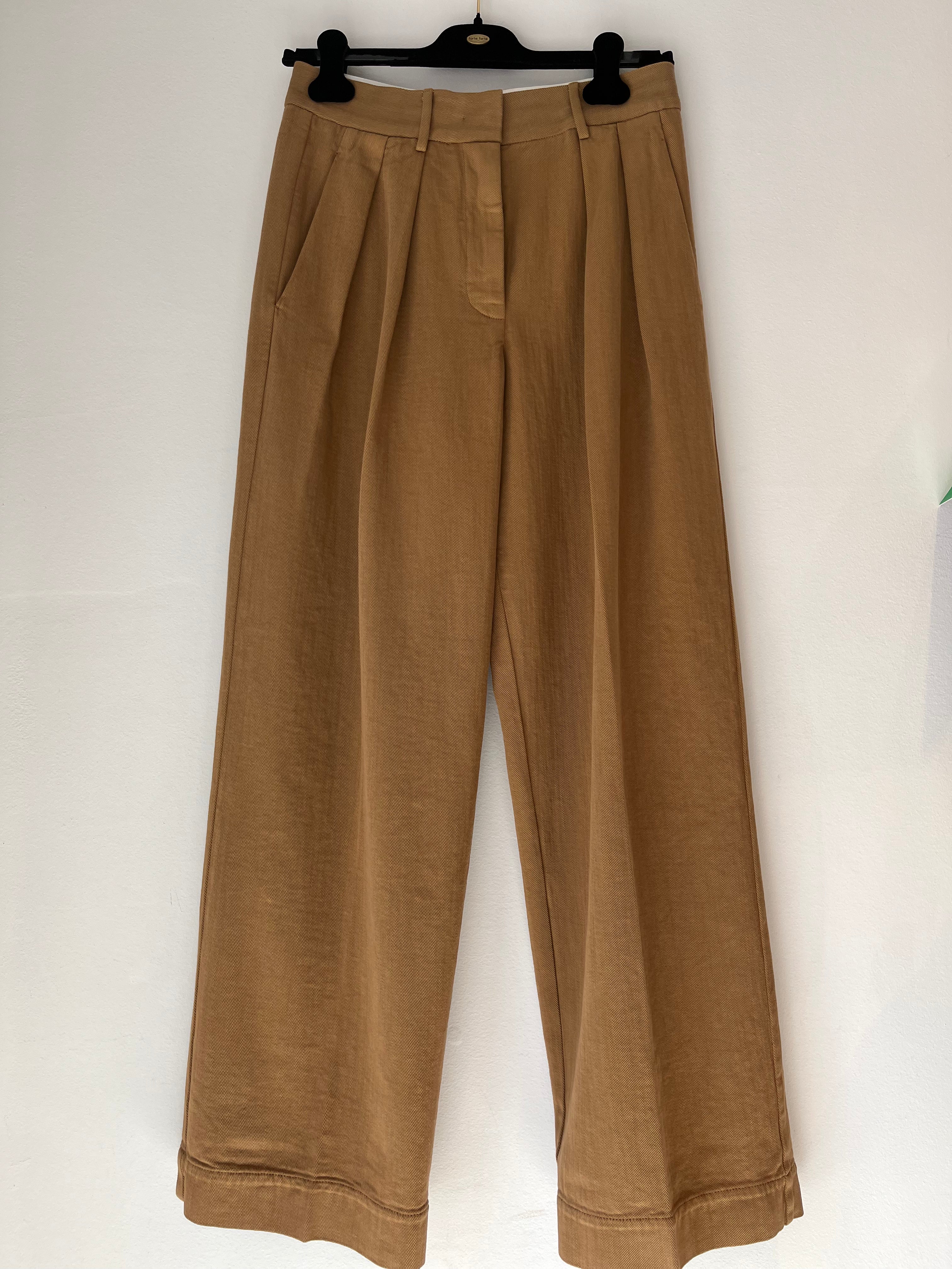 Forte Forte - My Pants Fluid Cotton Bull Sartorial Low Waist Noisette