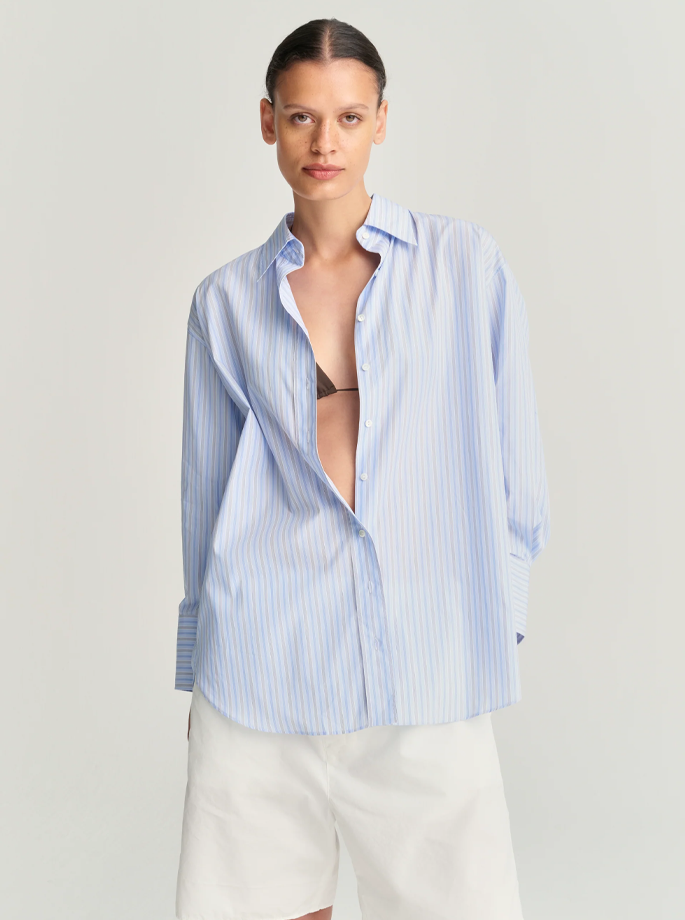 Rhea - 186 oversize skjorte Blå Stribet