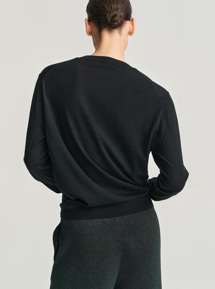 Rhea - V Neck Merino uld sort
