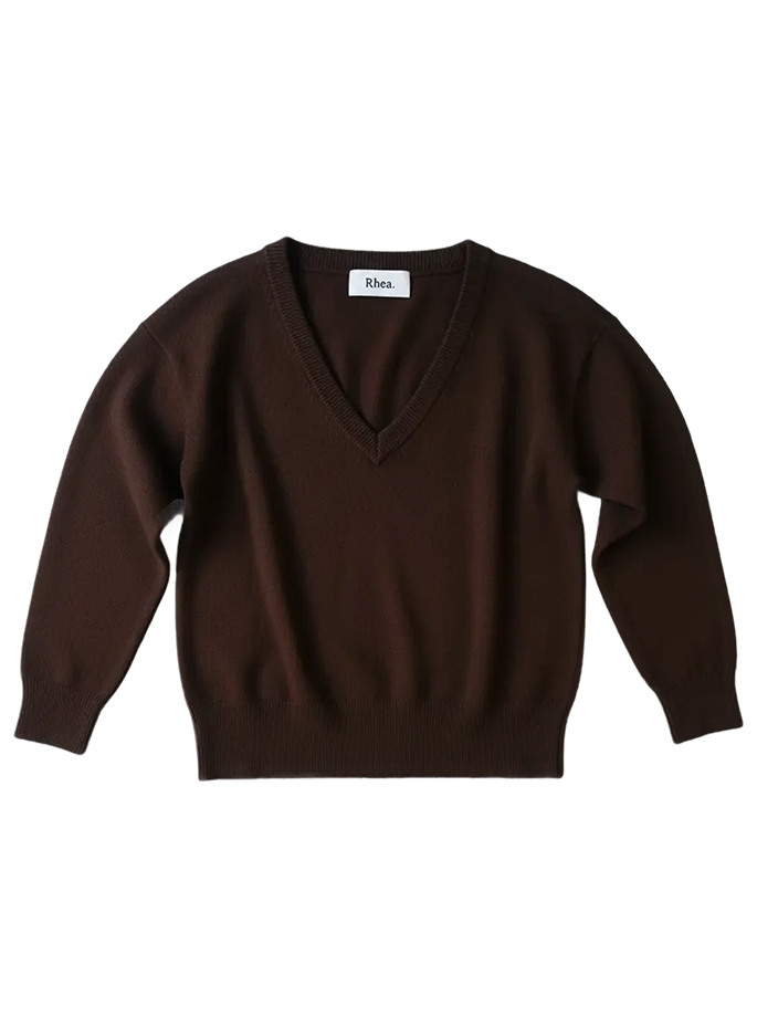 Rhea - V Neck Wool & Cashmere mørkebrun