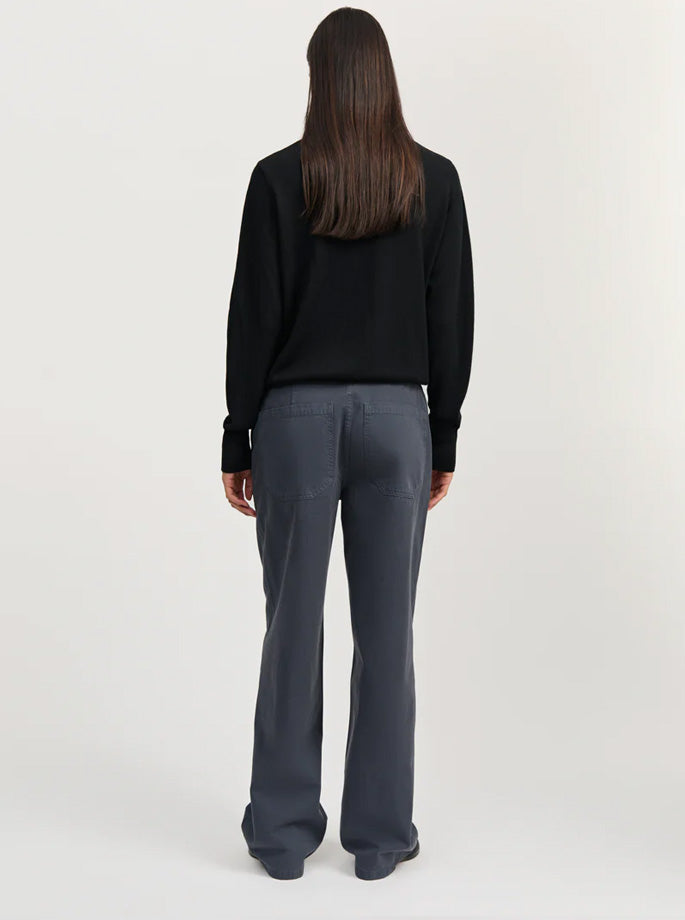 Aiayu - Carlo Midwaist Wide Cotton washed slate grå/blå