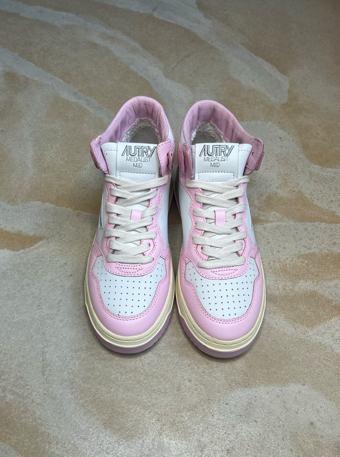 Autry Sneakers - WB37 Medalist Mid Sneakers Leather White/Pink