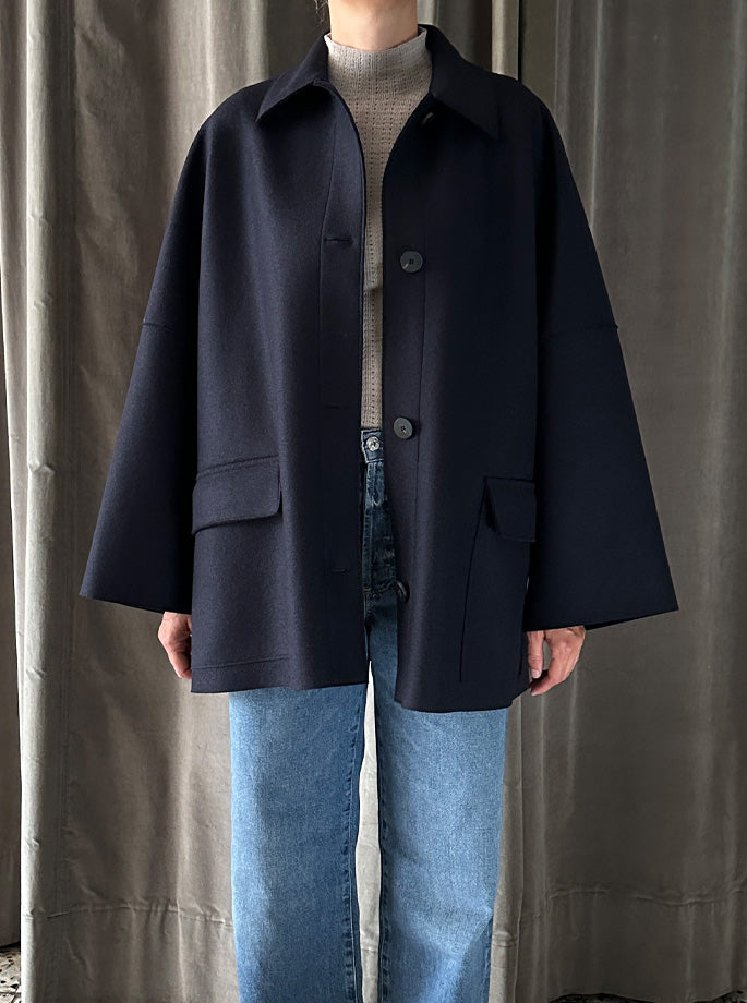 Harris Wharf - Country Cape Jacket Navy Blue