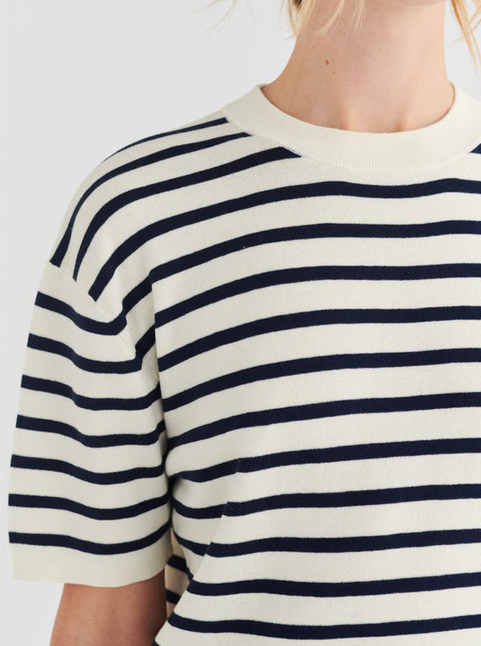 Fub - Striped T-Shirt Ecru/Dark Navy 
