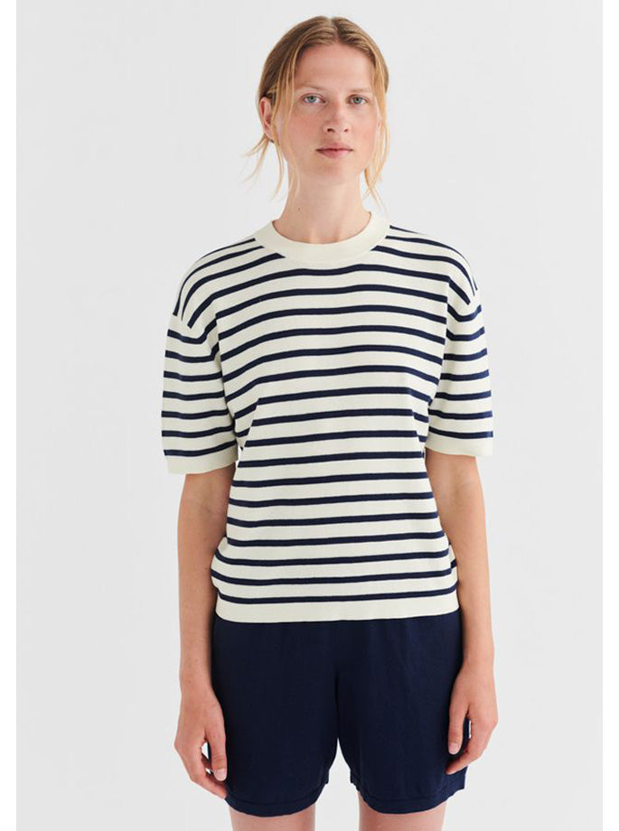 Fub - Striped T-Shirt Ecru/Dark Navy 