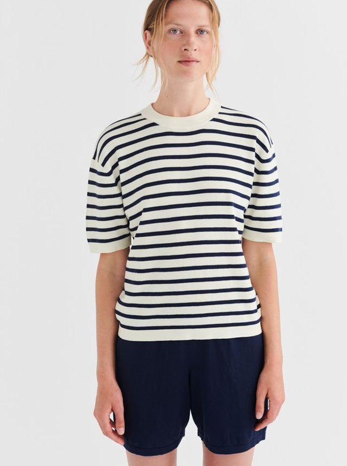 Fub - Striped T-Shirt Ecru/Dark Navy 