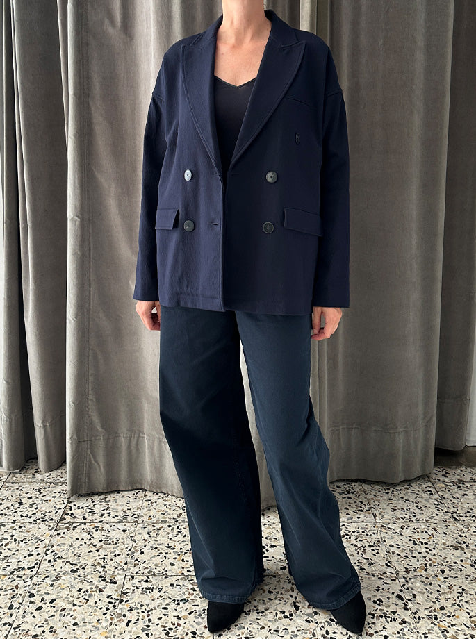 Forte Forte - My Jacket Cotton Viscose Doublebreasted Blazer Notte