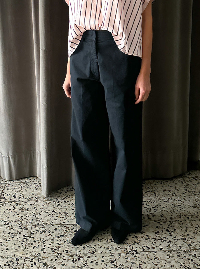 Forte Forte - My Pants Peached Cotton High Waisted Nero