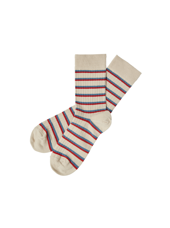 Fub - Melange Striped Socks Chocolate/Dark Navy
